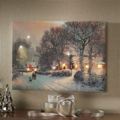 Christmas Dreams Lit Winter Scene Lighted Canvas Art Christmas