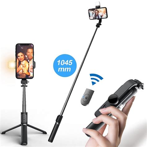 Mini Palo De Selfie Con Bluetooth Luz Led De Relleno Trípode Para