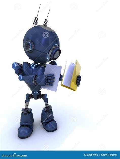 Android with Folder and Documents Stock Illustration - Illustration of