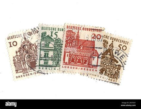 A Montage Of Vintage Postage Stamps From Germany On A White Background