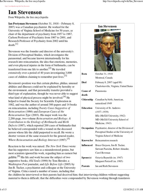 Ian Stevenson Wikipedia Parapsychology Paranormal