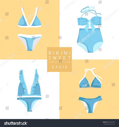Set Summer Swimsuit Bikini Collection Vector Vector De Stock Libre De Regal As