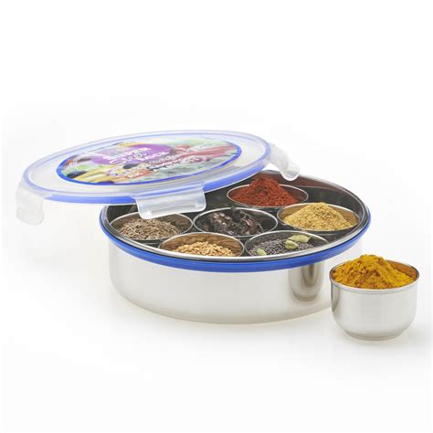 Buy Rk Stainless Steel Air Tight Round Masala Spice Box Utility