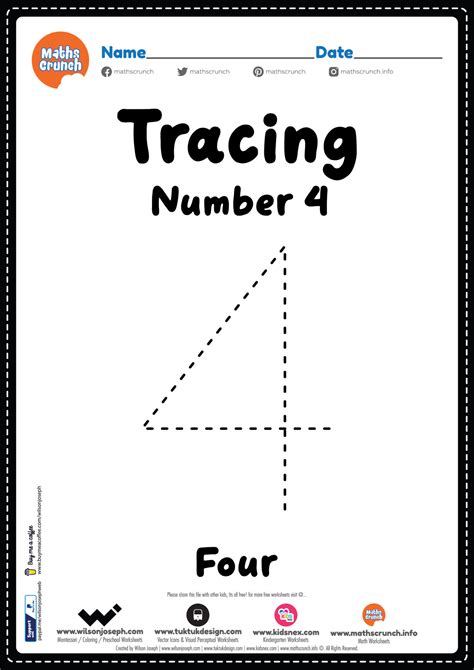 Premium Vector Printable Number 4 Tracing Worksheet For Practice