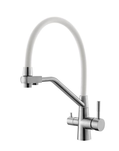 ESKO. Смеситель для кухни с гибким изливом белый, подключение к фильтру ...