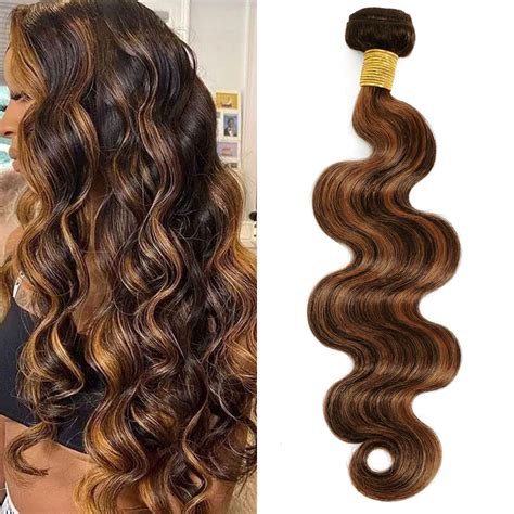 Amazon MOMOSHERO Brown Highlight Body Wave Bundles Human Hair 10A Soft And Glossy Blonde