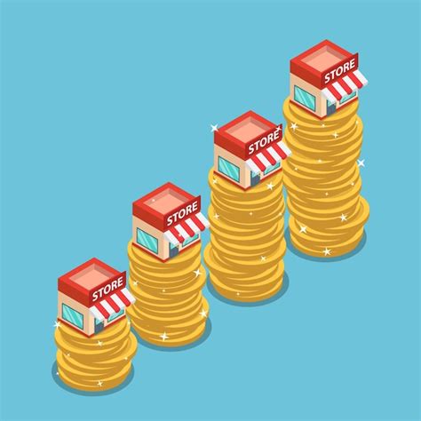 Premium Vector Flat 3d Isometric Shopping Store On The Top Of Growing