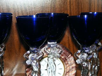 Wine Glasses Cambridge S Statuesque Nude Royal Blue Cobalt Collectors Weekly