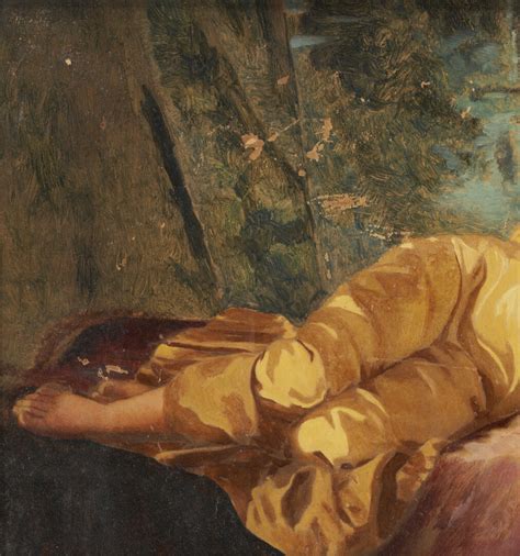 Lot Small Oil Paintings Nude Bathers Recumbent Lady Case Auctions