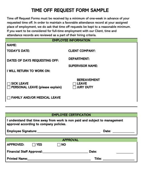 Free Employee Time-Off Request Forms - Word