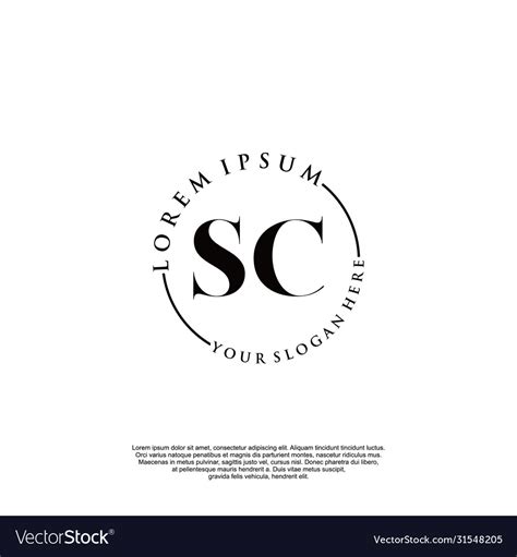 Sc Initial Handwriting Logo Design Royalty Free Vector Image