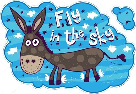 Funny Donkey With Wings — Stock Vector © Sbabanin 29932811
