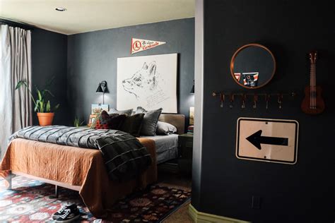 Teen Boys Bedroom Vintage Modern Style Gray Walls Nesting With Grace