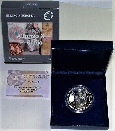 Spanien 10 Euro 2008 KÖNIG ALFONS X DER WEISE Polierte Platte im Etui