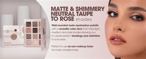 Lamora Nude Eyeshadow Palette 12 Neutral Pigmented Matte Shimmer Makeup Shades Travel Size