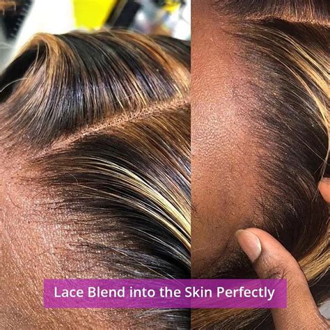 Glueless Dark Root Ombre Honey Blonde Lace Front 3D Body Wave Wig 100 Human Hair Transparent