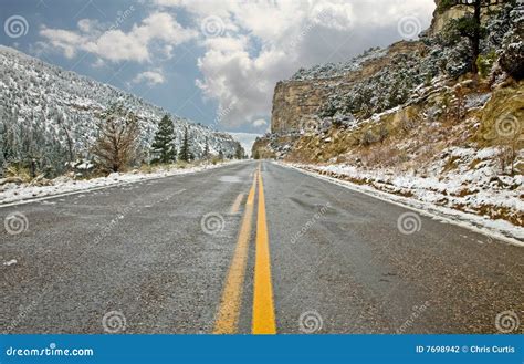 Mountain Highway In Winter Stock Photo Image Of Empty 7698942