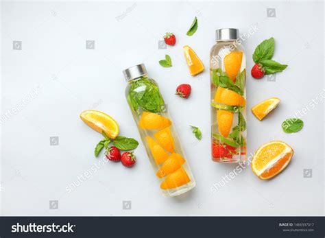 Bottles Tasty Infused Water On Light Stock Photo 1466337017 Shutterstock