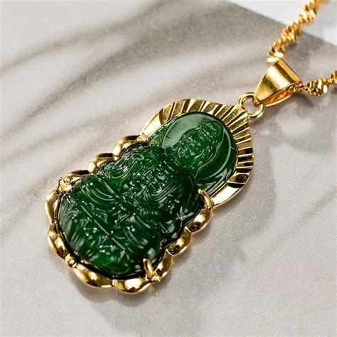 Jade Buddha Necklace Buddha On A Lotus Flower Pendant Necklace