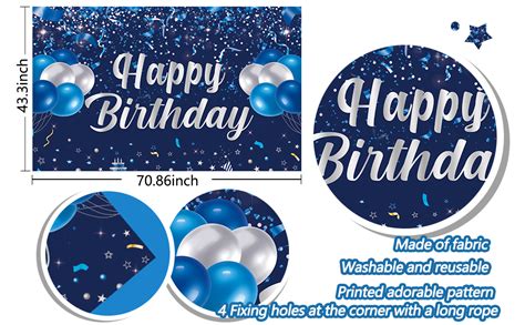 Trgowaul Birthday Decorations For Women Men Blue Black Birthday Balloons Party