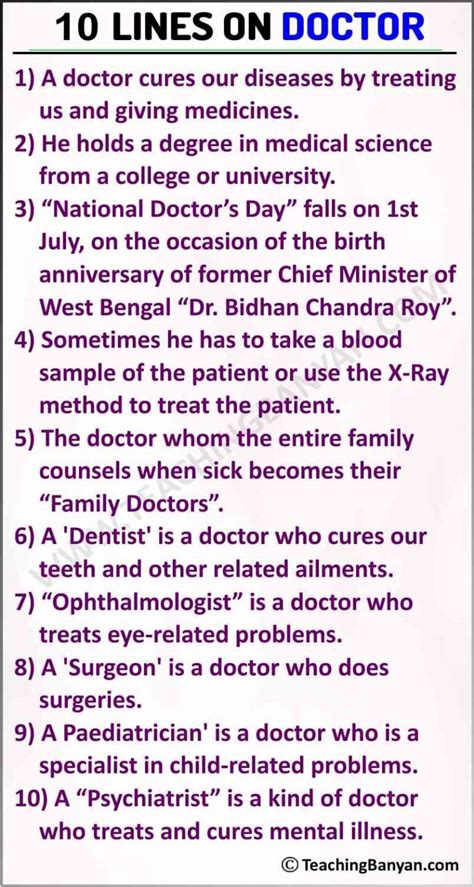 Lines On Doctor Teachingbanyan