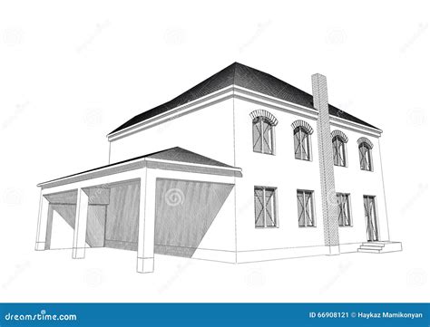 Residential house 3D stock illustration. Illustration of building - 66908121