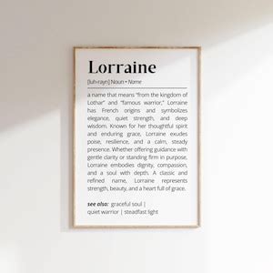 Lorraine Name Definition Wall Art Personalized Name Meaning Gift for ...