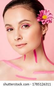 Naked Beautiful Woman Pink Lines On Stock Photo Shutterstock