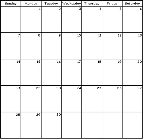 Awesome Blank 30 Day Calendar Printable | Free Printable Calendar Monthly