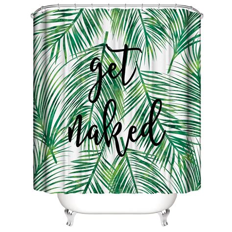 Cortina De Ducha Get Naked Leaf Print De Poli Ster Impermeable Venta Internacional Coppel