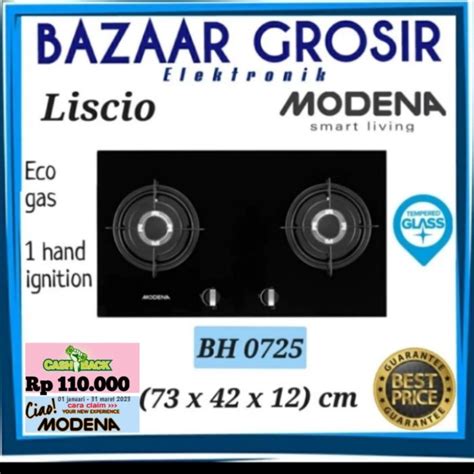 Jual Kompor Tanam Gas Hob Modena 2 Tungku Liscio Bh0725 Bh 0725 70 Cm