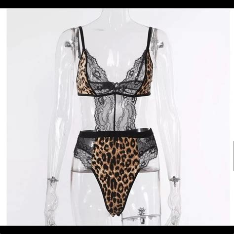 2nd Floor Boutique Intimates Sleepwear Lace Cheetah Lingerie Body Suit Large Poshmark