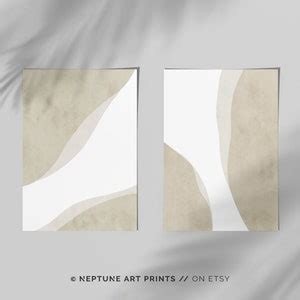 2 Piece Mid Century Abstract Beige Pastel Nude Minimalistic Modern Wall