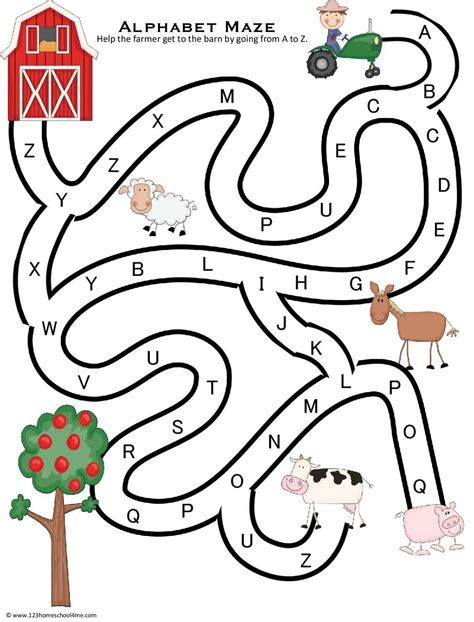 Kindergarten Alphabet Maze Worksheets - Printable Kindergarten Worksheets