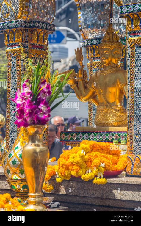 Bangkok Thailand Hindu Lord Brahma In The Erawan Shrine Stock Photo