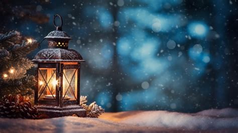 Christmas Lantern In Snow Free Stock Photo - Public Domain Pictures