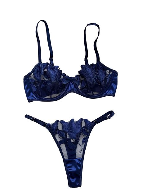 COZYEASE Women S 2 Piece Lingerie Set Floral Embroidered Lace Mesh Teddy Babydoll Lingerie Bra