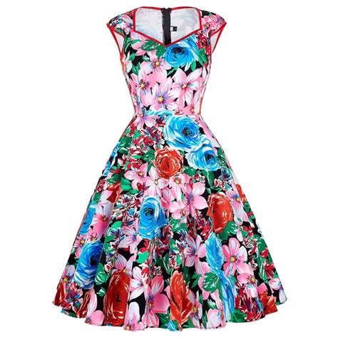 Floral Print Summer Dresses Women Casual Party Vestido Vintage Retro