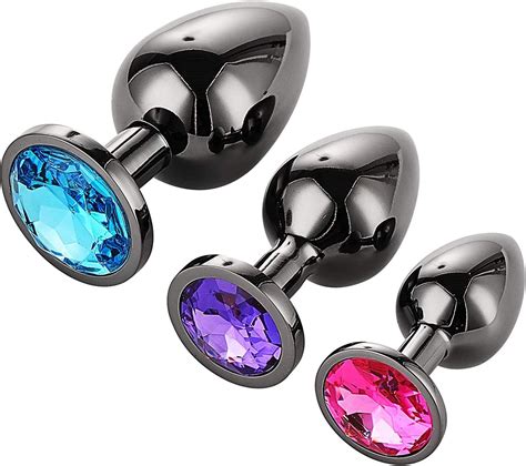 Plug anal Pièces Anal Plug en Acier Inoxydable Noir Gris Foncé Diamant Rond Jouet Sexuel en