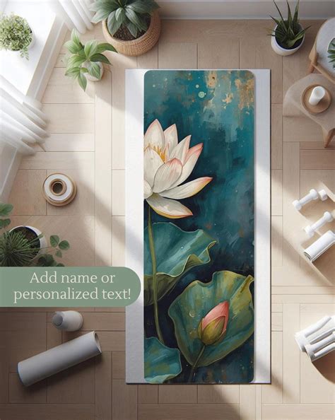 white lotus micro fiber yoga mat personalized workout mat etsy