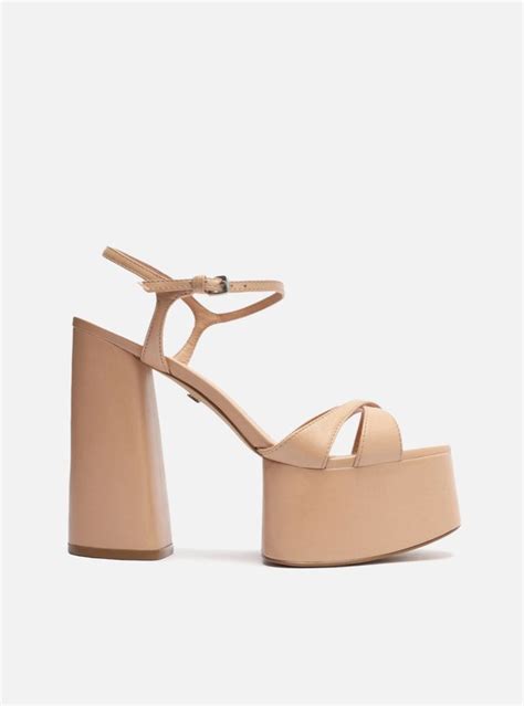 Sand Lia Nude Meia Pata Salto Alto Bloco Arezzo