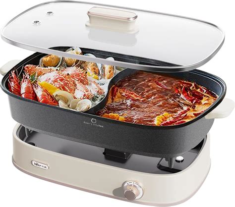 Electric Hot Pot With Divider Split L Large Capacity Hot Pot W High Power Heating Non