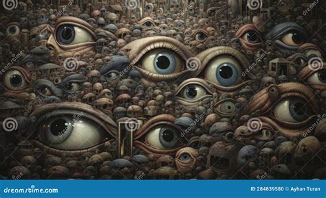 Lots Of Eyes Surreal Abstract Background Concept Stock Illustration