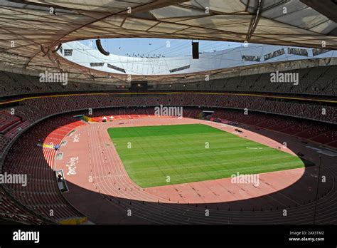 view   arena   birds nest stadium beijing china stock