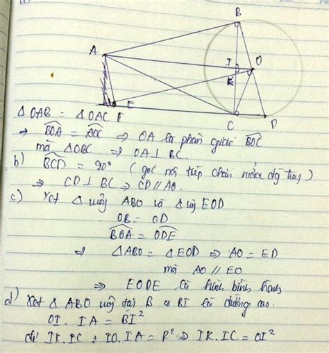 Cho O qua điểm A nằm ngoài đường tròn kẻ tiếp tuyến AB và AC với