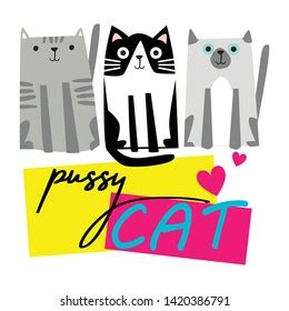 Pussy Cat Typography Slogan Cute Cat Image Vectorielle De Stock Libre De Droits