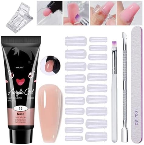 Amazon Sutokaka Poly Extension Gel Nail Kit White Nude Pink Builder Gel Dual Ended Brush