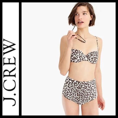 J Crew Swim Jcrew Retro High Waist Leopard Bikini Poshmark