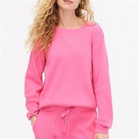 J Crew Tops J Crew Waffle Crewneck Pullover Sweater Hot Pink Poshmark
