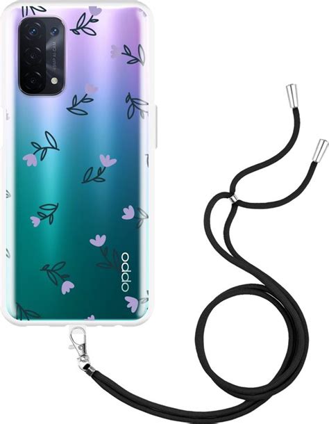 Oppo A G Hoesje Met Koord Paarse Bloemen Designed By Cazy Bol